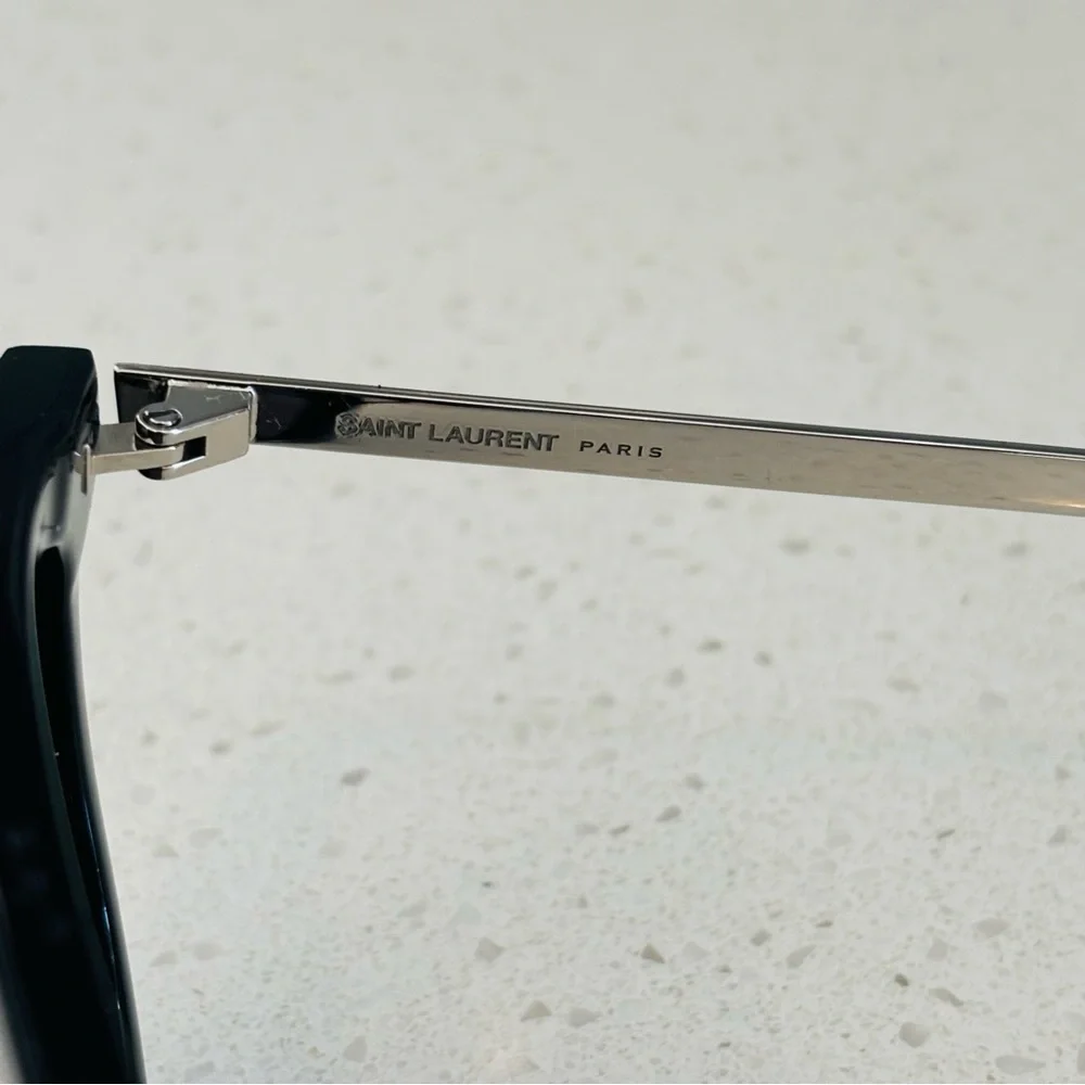 Saint Laurent SL 509-001 Black and Silver Sunglasses Women’s Sporty Designer Lux